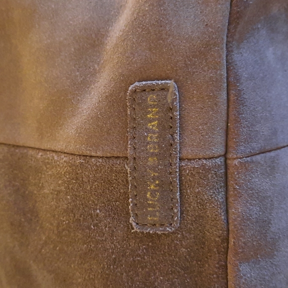 Y2k Luckys brand beige grey suede leather shoulder bag - Picture 6 of 11